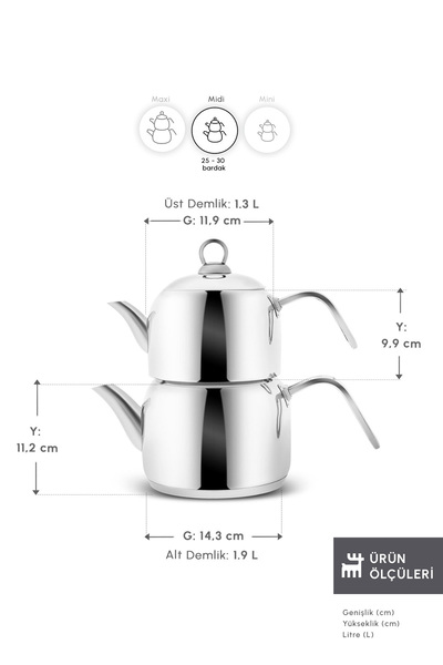 Karaca Urban İndüksiyon Tabanlı Midi Çaydanlık Takımı