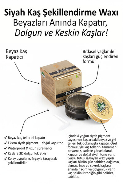 Arifoğlu Siyah Kaş Şekillendirici Wax 50ml -  Kaşları sabitler, besler, dolgun gösterir