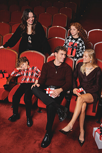 TRENDYOLKIDS Red Boy's Diamond Print Sweater Tkdaw25Kz00022