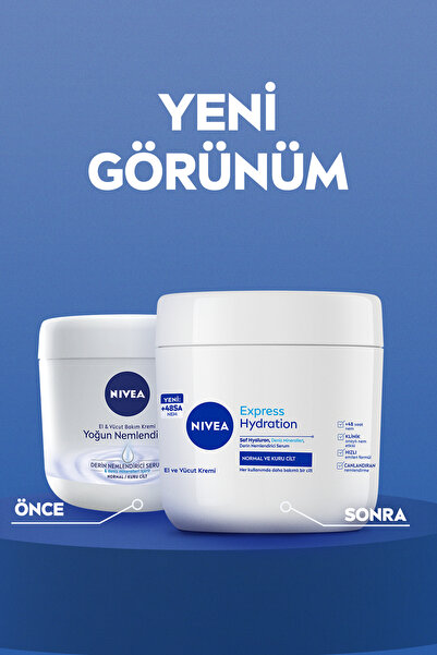 NIVEA Yoğun Nemlendirici El Ve Vücut Bakım Kremi Express Hydration 400ml, Kuru Cilt, Saf Hylaron
