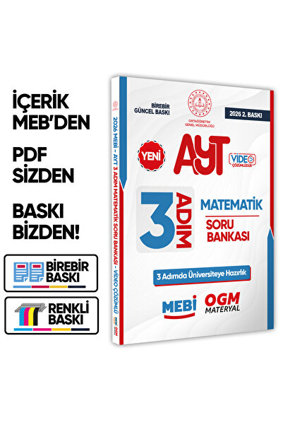 Karakutu Yayınları 2026 AYT MEBİ-OGM 3 ADIM Matematik Soru Bankası RENKLİ A4 ...