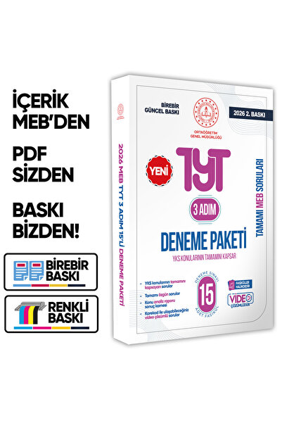 İnformal Yayınları 2026 3 Adım YKS-TYT MEBİ Özgün Sorular 15li Deneme Paketi ...