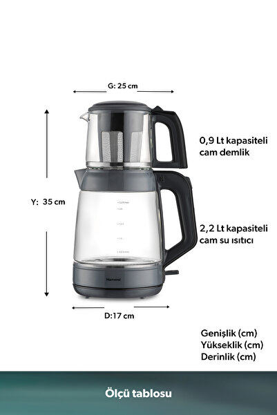 HOMEND Infinity XL 1764H Glass Tea Maker Anthracite Black