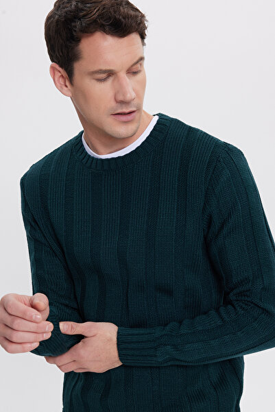 Tudors Ανδρικό πράσινο πουλόβερ με κανονική εφαρμογή και κορδόνι με στάνταρ εφαρμογή