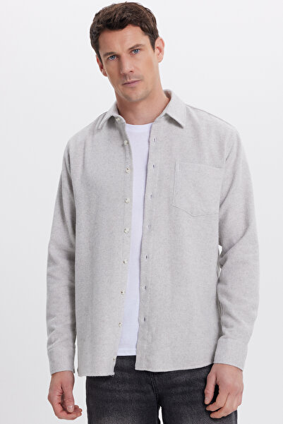 Tudors Men's Regular Fit Classic Cut Straight Pocket Dark Gray Lumberjack Shirt