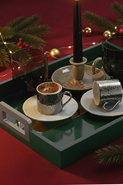 Kütahya Porselen Rüya 4 Piece Cup Set Platinum Plated 11451