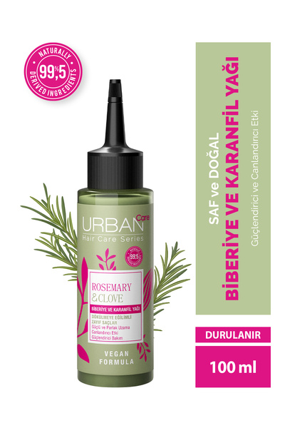 Urban Care Rosemary & Clove Biberiye ve Karanfil Saç Bakım Yağı % 99.5 Doğal ve Saf 100 ml-vegan