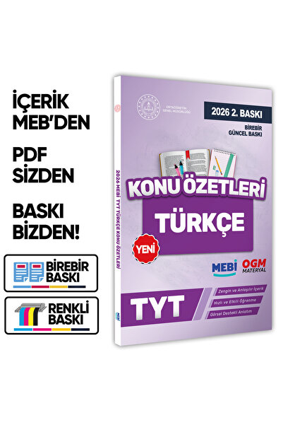 Karakutu Yayınları 2026 YKS-TYT MEBİ-OGM Türkçe Pratik Konu Özet Kitabı RENKL...