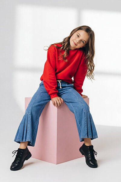 TRENDYOLKIDS Pantaloni drepti din denim albastru deschis TKDSS25PL00010