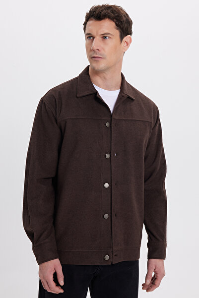 Tudors Jachetă maro pentru bărbați, cu croială buzunare laterale, confortabil...