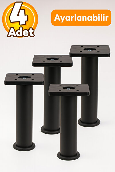 Badem10 (4 ADET) Ayarlanabilir Destek 15 Cm Siyah Mobilya Kanepe Koltuk Baza ...