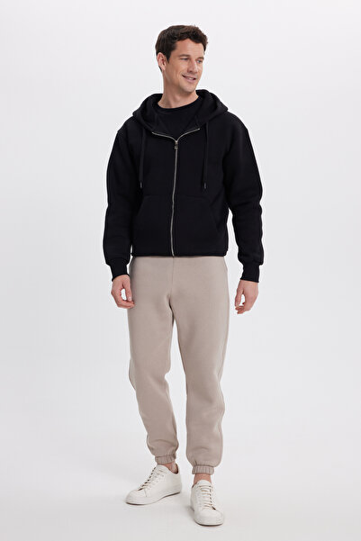 Tudors Unisex Relax Fit Comfortable Cut Fleece-Lined 3-Pocket Elastic Jogger Leg Beige Sweatpants