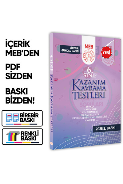 Karakutu Yayınları 2026 6.Sınıf MEB Tüm Dersler Kazanım Kavrama Testleri KKT ...