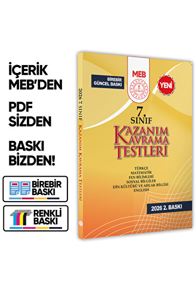 Karakutu Yayınları 2026 7.Sınıf MEB Tüm Dersler Kazanım Kavrama Testleri KKT ...