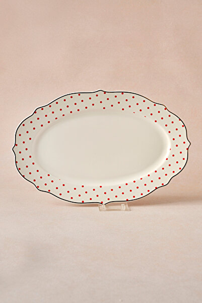 Karaca New Romantic Puantiyeli Kayık Tabak 30 cm Kırmızı