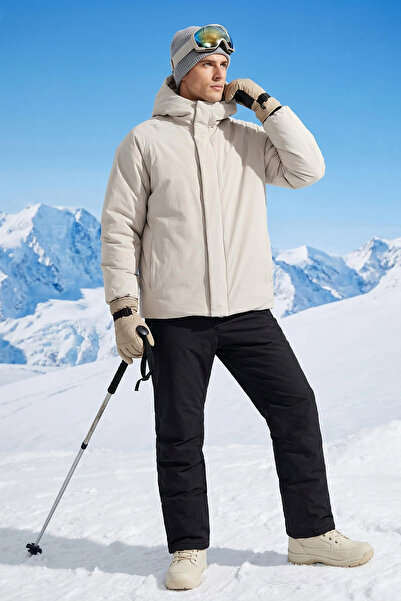 Trendyol Collection Ανδρικά χειμερινά παλτό με κουκούλα Ecru Oversize Fit TMNAW26MO00016