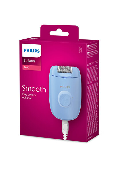 Philips Epilator cu fir, 1 viteză, cap lavabil, perie curățare, 44.000 prinderi, albastru