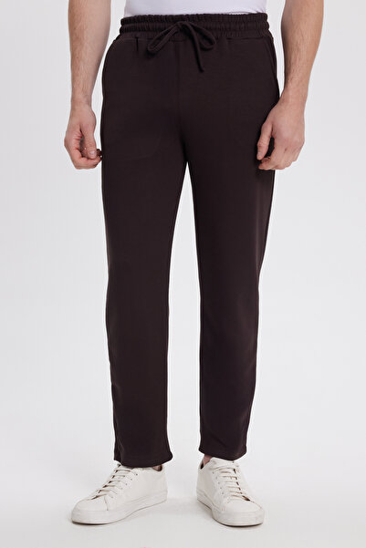 Tudors Men's Slim Fit Slim Fit Waist Lace-Up 3-Pocket Wide Leg Dark Brown Sweatpants