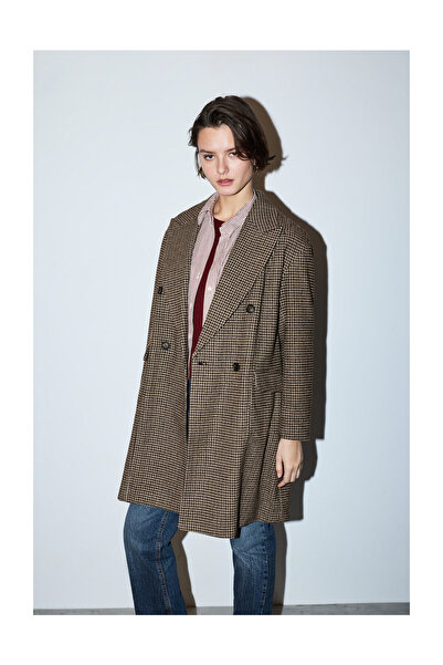 LEFTIES Woman Midi Wool Coat Fantasy Check