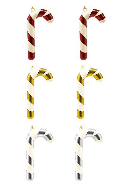 Waldern Ornament de Anul Nou din trestie de bomboane 6 buc 7cm