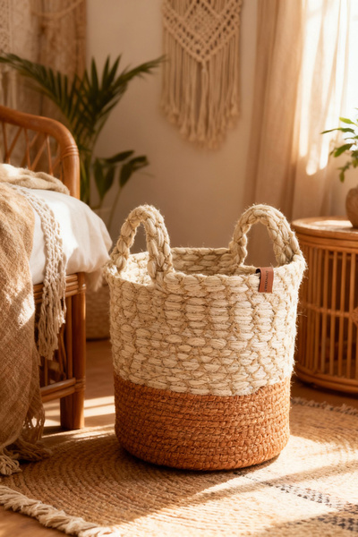 TRENDYOLMİLLA HOME Multi-Purpose Basket with Wicker Rope Detail Tphaw26Spt00002
