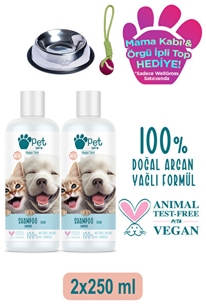 Pet Love Kediler Ve Köpekler Için Şampuan Okyanus 2x250 ml 100% Doğal Argan Y...