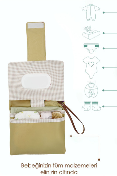 mordesign Bebek Alt Açma Bakım Çantası, Anne Bebek Organizeri, Yıkanabilir, Kir Tutmaz, Junior Serisi, Bej