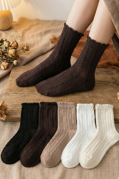 BGK 5 pár kötött, mintás női zokni