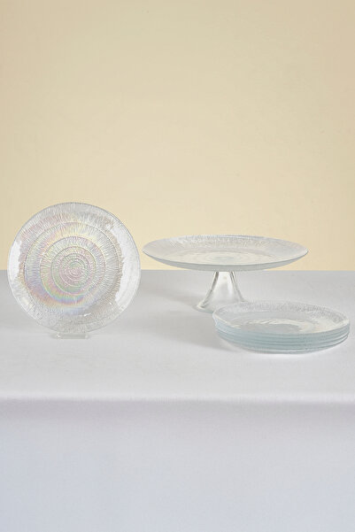 Karaca Set de 7 piese pentru tort/desert cu lustru din sticlă spirală 28 cm