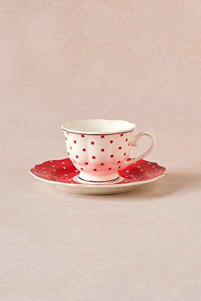 Karaca New Romantic Polka Dot Coffee Cup 90 ml Red