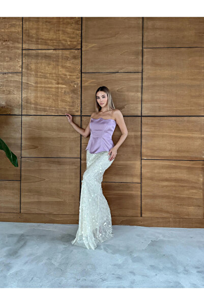 Byİpekce فستان بيليسيا |   فستان سهرة طويل من الساتان مع تفاصيل بيبلوم وترتر |   السجادة الحمراء / أناقة الحفلات الراقية