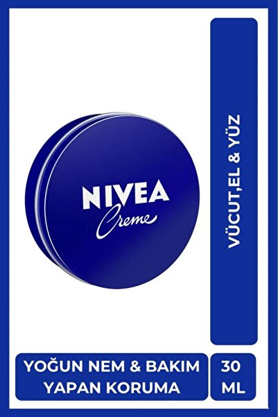 NIVEA Creme Nemlendirici Bakım Kremi 30 ml, El,Yüz,Vücut İçin,Paraben İçermez, Tüm Cilt Tipleri