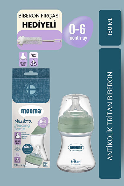 MOOMA Neutra Antikolik Tritan Biberon 150 ml 0-6 Ay (Yavaş Akış) - Yeşil