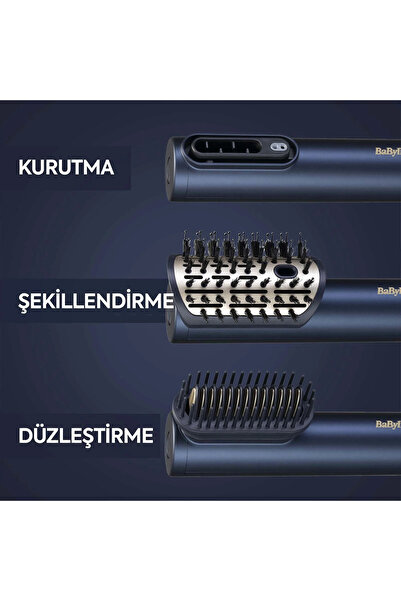 BABYLİSS Air Wand 1600W İyon Etkili 2 Başlıklı Saç Kurutma ve Şekillendirme Seti Lacivert AS6550CE