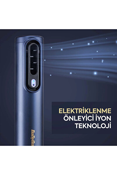 BABYLİSS Air Wand 1600W İyon Etkili 2 Başlıklı Saç Kurutma ve Şekillendirme Seti Lacivert AS6550CE