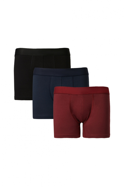 AC&Co / Altınyıldız Classics Men's Premium Cotton Burgundy-Navy Blue 3-Piece Stretchable Boxer Pack (Groom's Bundle) Dowry Set