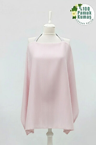 mordesign Çok Amaçlı Bebek Emzirme Örtüsü;Puset,Bebek arabası örtüsü, Emzirme Önlüğü,Pudra Çizgili