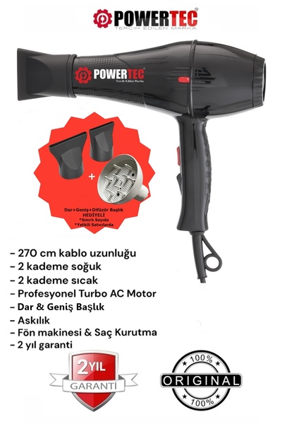 POWERTEC Tr-701 - 2500 Model Professional Blow Dryer
