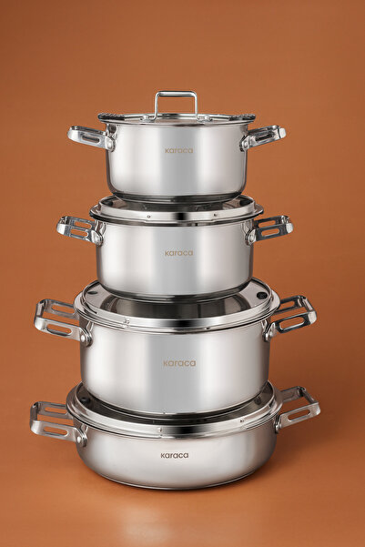 Karaca Montreal İndüksiyon Tabanlı 8 Parça Çelik Tencere Seti