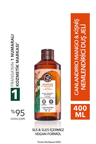 Yves Rocher Duş Jeli - Nemlendirici Canlandırıcı Mango Kişniş-SLS,SLES İçerme...