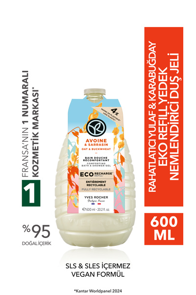 Yves Rocher Eko Refill Yedek Duş Jeli-Nemlendirici Rahatlatıcı Yulaf Karabuğd...