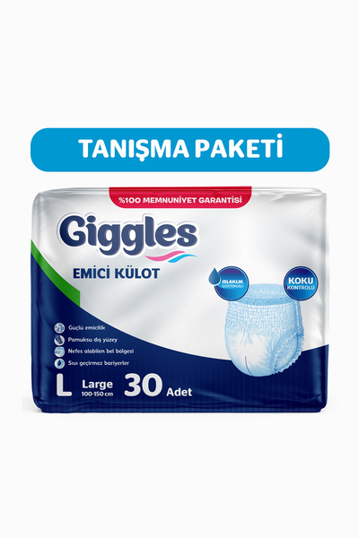 giggles Yetişkin Emici Külot Bez Büyük Boy (Large) Bel Boyu 100-150cm  Islakl...