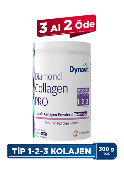 Dynavit Multi Collagen&Bromelain (Ananas Ekstresi) - Hidrolize Peptit Tip 1&3 Sığır ve Tip 2 Tavuk Kolajeni