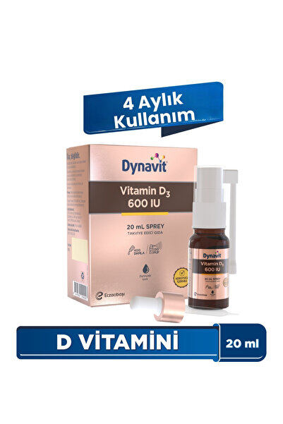 Dynavit Vitamin D3 600 IU (25mcg) 20 mL Sprey - Bağışıklık & Kas & Kemik - D3 Vitamini