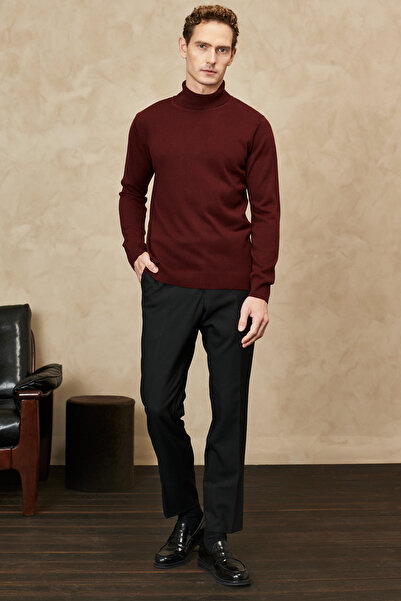 ALTINYILDIZ CLASSICS سترة رجالية بلون أحمر داكن غير بيلينغ ومضادة للبيلينغ، ذ...