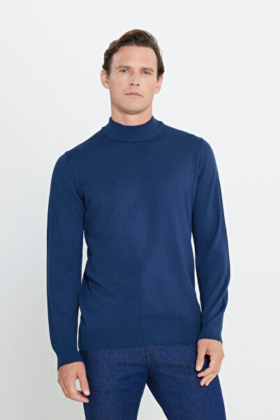 ALTINYILDIZ CLASSICS Men's Dark Blue Non-Pilling Anti-Pilling Standard Fit Ha...