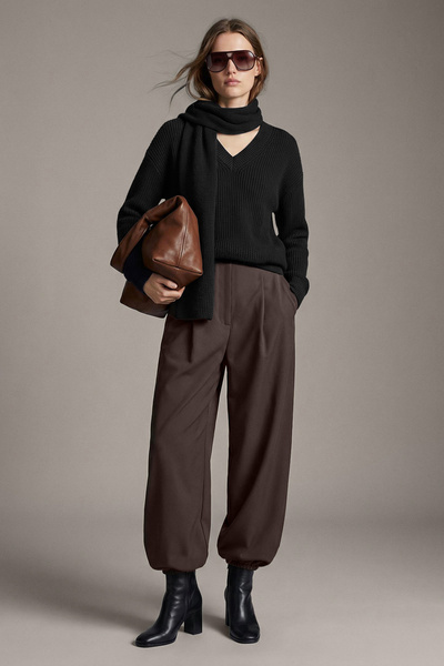 Trendyol Collection Brown High Waist Woven Baggy Trousers Twoaw26Pl00169