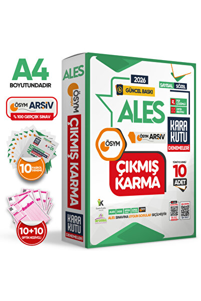 Karakutu Yayınları 2026 ALES Sayısal-Sözel-TM ÖSYM Çıkmış Karma Kara Kutu 10lu Deneme Paketi Türkiye Geneli D. Çözümlü