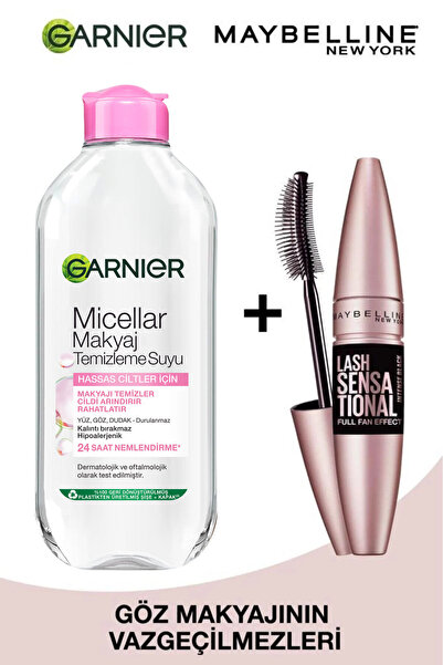 Maybelline New York Lash Sensational Intense Black Maskara + Garnier Micellar...