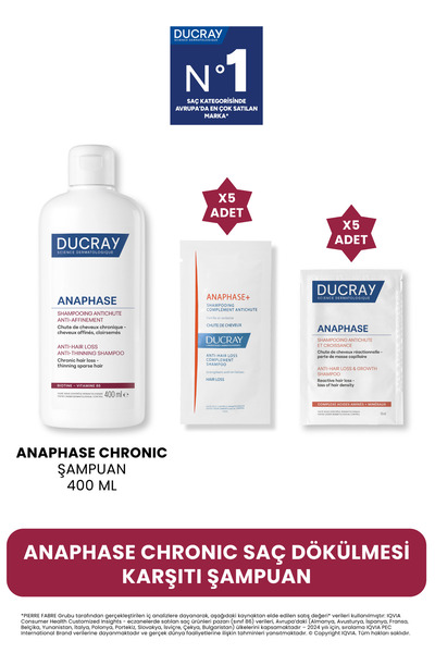 Ducray Anaphase Chronic Dönemsel Saç Dökülmesi Karşıtı Set (400 ML Şampuan + ...